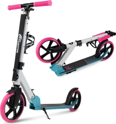 Klappbarer Scooter weiß‑rosa‑blau mit Tragegurt