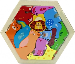 Buntes Holzpuzzle mit Tieren – 12 Teile