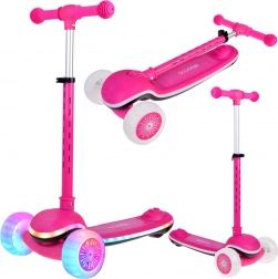 Kinder-Dreirad-Balance-Scooter mit LED-Beleuchtung und Musik – Rosa