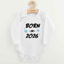 Baby-Body mit Aufdruck NEW BABY Born in 2026, blau, Gr. 68 (4–6 Monate)