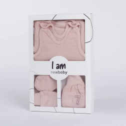 7-teiliges Neugeborenen-Set für die Klinik NEW BABY I AM rosa