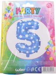 Aufblasbarer Ballon Nummer 5 blau mit Sternchen