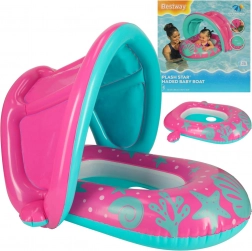 BESTWAY aufblasbarer Baby-Schwimmsitz mit abnehmbarer Überdachung, rosa-blau