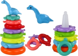 Bunter Stapelturm mit 8 Ringen – Giraffe, 29 × 14 × 14 cm