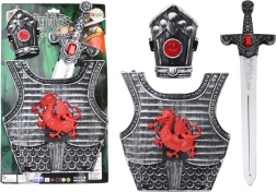 Ritterkostüm mit Rüstung, Schwert und Beinschiene für Kinder