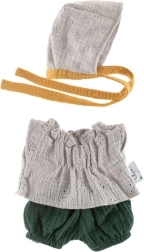 Set mit Mützchen für 32‑cm-Puppen – graue Spitze