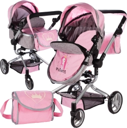 Puppenwagen 2-in-1 Princess rosa-grau
