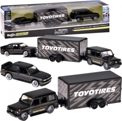 Maisto Set Metallmodelle 1:64 Mercedes-Benz G (1988) und BMW M3 E30 mit Anhänger