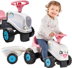 Trettraktor Falk Rainbow Weiß mit Anhänger für Kinder ab 1 Jahr