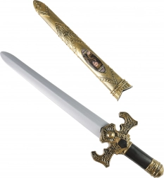 Ritterschwert mit goldener Scheide und Soundeffekten 55 cm
