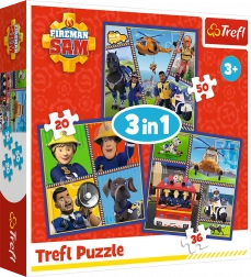 Puzzle 3-in-1 Tag mit Feuerwehrmann Sam