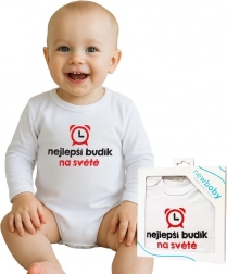 Babybody mit Aufdruck New Baby – der beste Wecker der Welt
