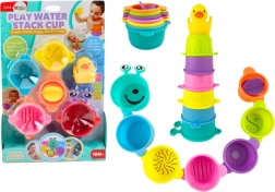 Badespielzeug - Becher mit Löchern und Ente 8 Stk