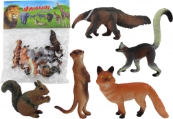 Tierfiguren Set 5 Stk.: Eichhörnchen, Erdmännchen, Ameisenbär, Fuchs, Lemur