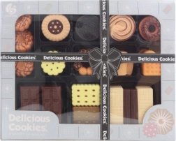 Kinder-Set aus Kunststoff-Lebensmitteln – Waffelschnitten, Kekse, Schokolade und Waffeln