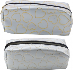 Silbernes Federmäppchen mit goldenen Herzen