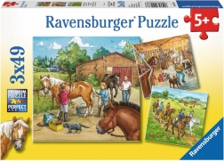 Ravensburger Puzzle Ein Tag bei den Pferden 3×49 Teile