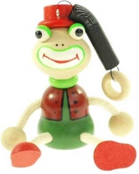 Frosch an Feder – hölzernes Hängespielzeug