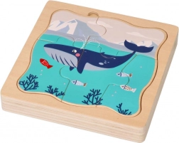 Gestapeltes Holzpuzzle Arktische Tiere