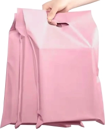 Rosa Kunststoff-Versandtaschen mit Tragegriff 540 × 700 + 70 mm, 50 Stk.