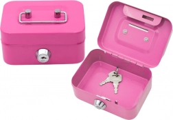 Metall-Spardose mit Schloss – rosa, 2 Schlüssel