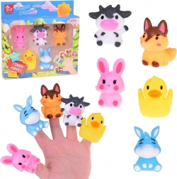 Gummi-Fingerpuppen Bauernhof-Tiere - Set mit 5 Figuren