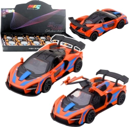 Metall-Sportwagen 1:32 mit Rückziehantrieb und öffnenden Türen – orange