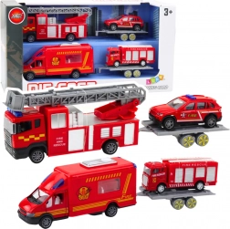 Set von Feuerwehrfahrzeugen mit Antrieb