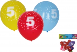 Luftballons zum Aufblasen 30 cm mit Zahl 5 – Set mit 5 Stück