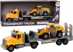 Gelber Lastwagen mit Bagger, Licht und Geräusche