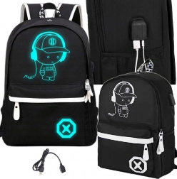 Schulrucksack mit Musikmotiv und USB