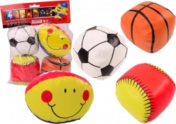 Weiche Sportbälle für Kinder – Fußball, Basketball, Baseball und Rugby, Set mit 4 Stück