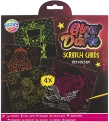 Leuchtende Kratzbilder – Mädchenmotiv, Set mit 4 Stück