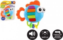 Musik-Rassel und Beißring in Fischform mit Licht und Sound, 14 × 14 cm, ab 3 Monaten