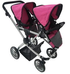 Kinderwagen für Zwillinge rosa‑schwarz