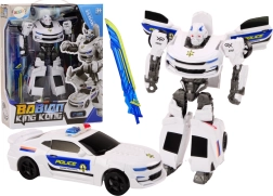 Auto-Roboter 2-in-1 Transformierbares Polizeiauto weiß