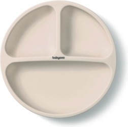 BabyOno Silikon-Geteilter Teller mit Saugnapf, Beige, 6m+