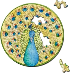 Rundes Mini-Puzzle CURIOSI Picoli – Pfau, 33 Teile