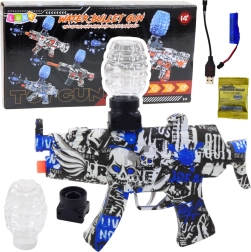 Elektrischer Gel-Blaster für Hydrogel- (Wasser-)Kügelchen, Graffiti weiß-blau – 1 Stück