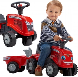 FALK Kindertraktor BABY MASSEY FERGUSON mit Anhänger und Zubehör, rot
