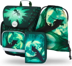 Schulset BAAGL Ergo Drak: Schulranzen, Federmäppchen, Beutel