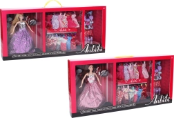 Puppe mit Kleiderschrank und Modeaccessoires