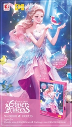 Puzzle 100 Teile Rosa Prinzessin mit Glitzer