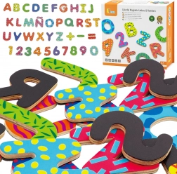 VIGA bunte magnetische Buchstaben und Zahlen – Holzset mit 77 Teilen