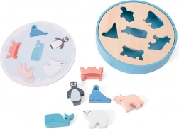 Holzpuzzle mit Tierumrissen aus dem Ozean