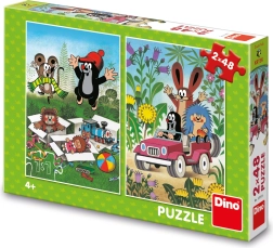 Dino Puzzle Der kleine Maulwurf – fröhliche Abenteuer 2×48 Teile