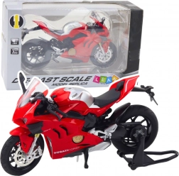 Metallsportmotorrad 1:12 mit Licht und Sound – rot