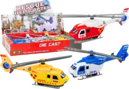 Metallischer Rettungshubschrauber mit Reibungsantrieb und öffnenden Türen