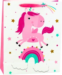 Geschenktasche für Kinder Regenbogen Einhorn Rosa