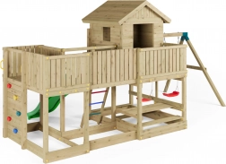 Fungoo Holz-Spielplatz Longstepper mit zwei Schaukeln und Rutsche